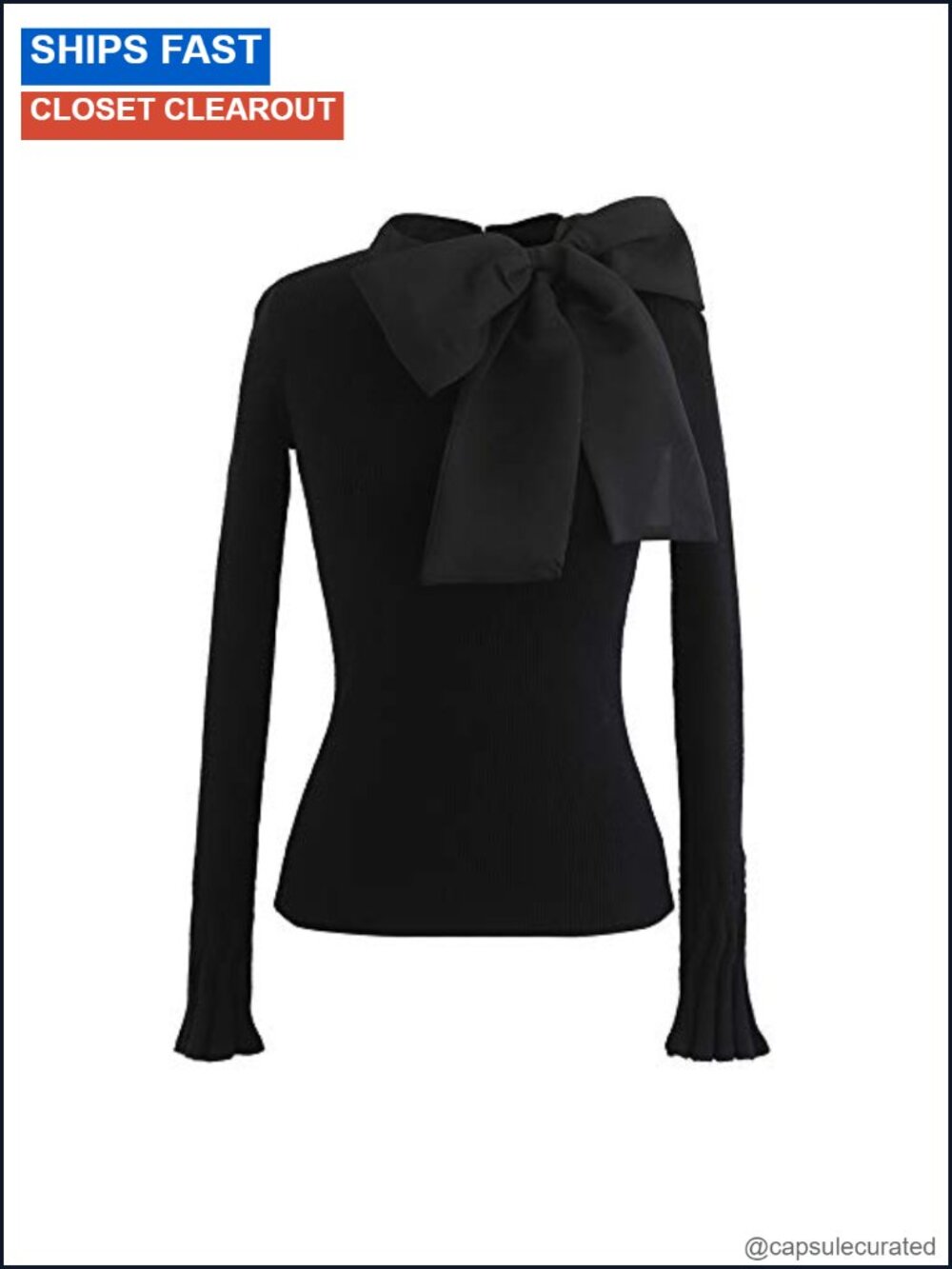 Long Sleeve Knit Top with Bow Tie Mock Neck Slim Fit Elegant Blouse